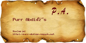 Purr Abdiás névjegykártya
